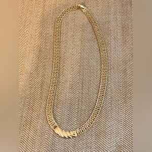 Monet Gold Tone Intricate Flat Chain Necklace
